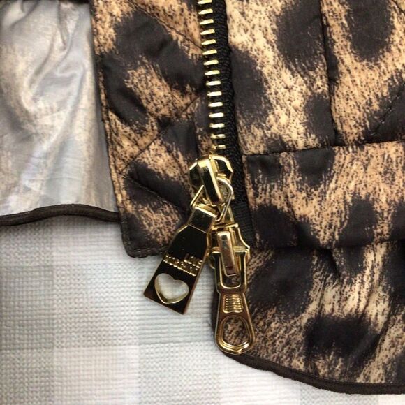 LEOPARD Love Moschino quilted jacket animal puffer prints gold zippers size 4 - Picture 10 of 16